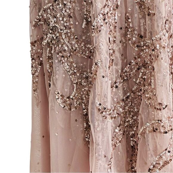 Mac Duggal 93681 Lilac Sequined Kimono Sleeve High Formal Maxi Gown | Size 14 - Picture 3 of 15